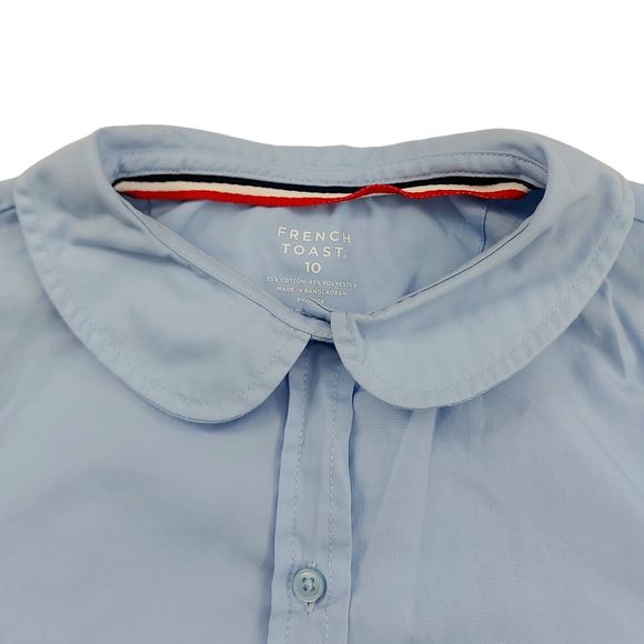 French Toast Girls School Uniform Shirt 10 Blue Button Up Short Sleeve Collared - Picture 2 of 9